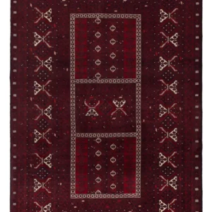 Afghansk teppe - 246 x 157 cm - mørk rød