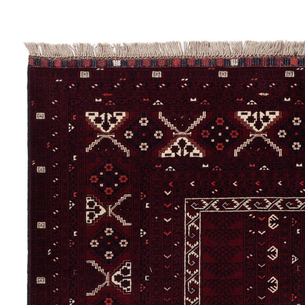 Afghansk teppe - 247 x 154 cm - mørk rød
