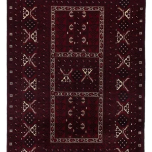 Afghansk teppe - 249 x 150 cm - mørk rød