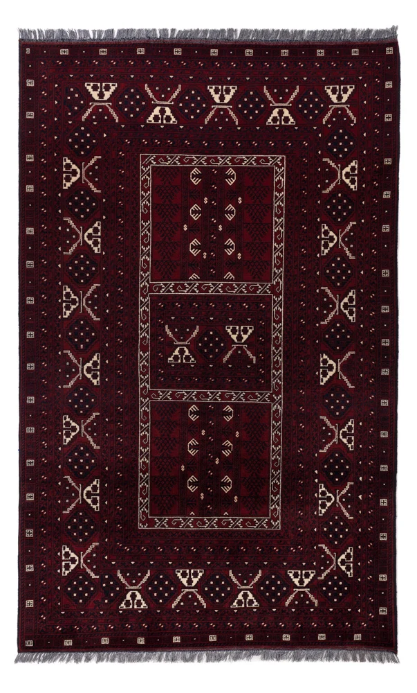 Afghansk teppe - 249 x 150 cm - mørk rød
