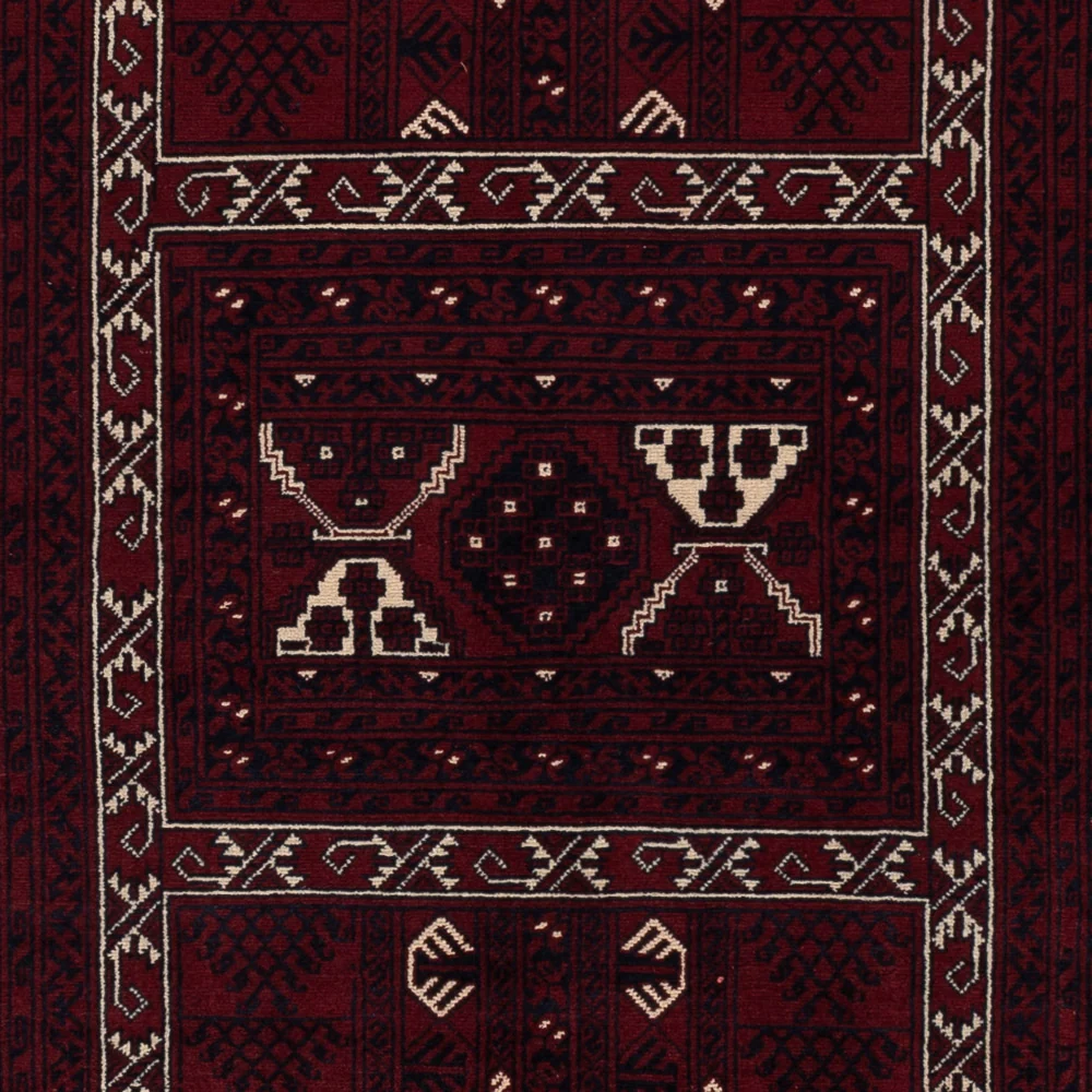 Afghansk teppe - 249 x 150 cm - mørk rød