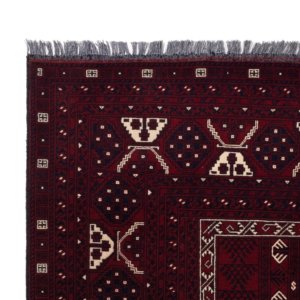 Afghansk teppe - 249 x 150 cm - mørk rød