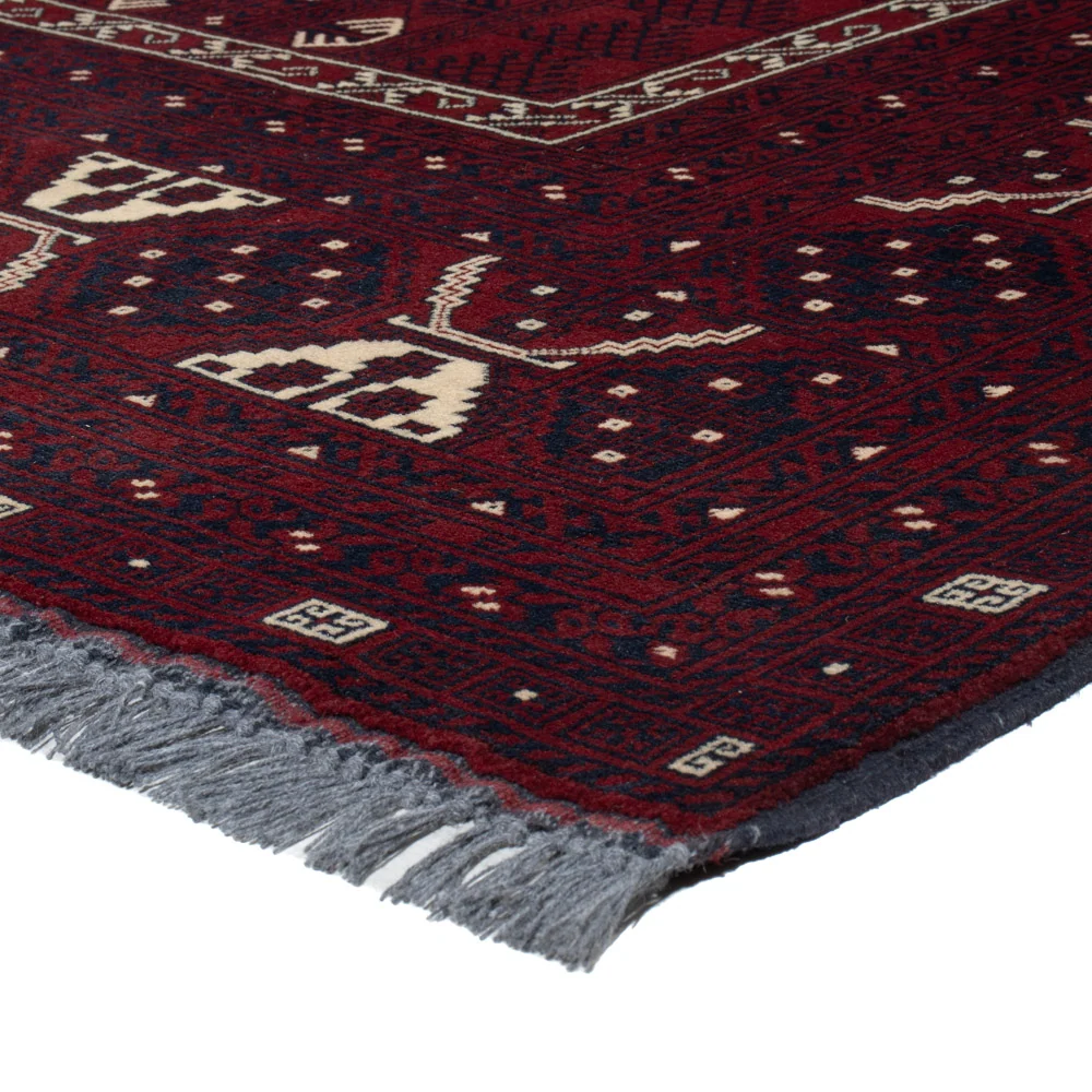 Afghansk teppe - 249 x 150 cm - mørk rød
