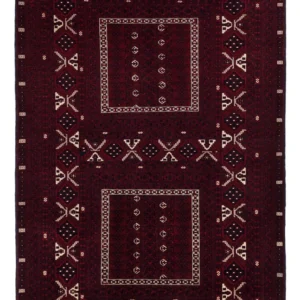 Afghansk teppe - 249 x 161 cm - mørk rød