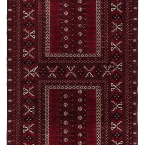 Afghansk teppe - 252 x 152 cm - mørk rød