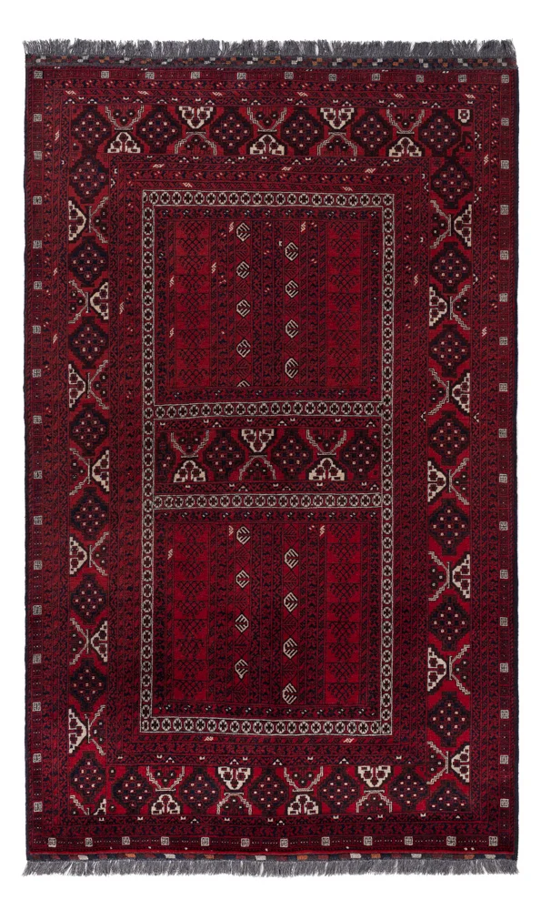 Afghansk teppe - 252 x 158 cm - mørk rød