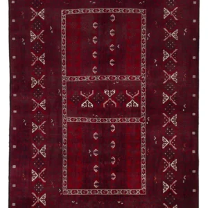 Afghansk teppe - 255 x 155 cm - mørk rød