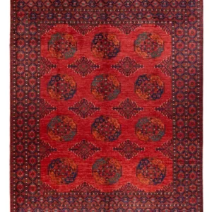 Afghansk teppe - 298 x 256 cm - rød