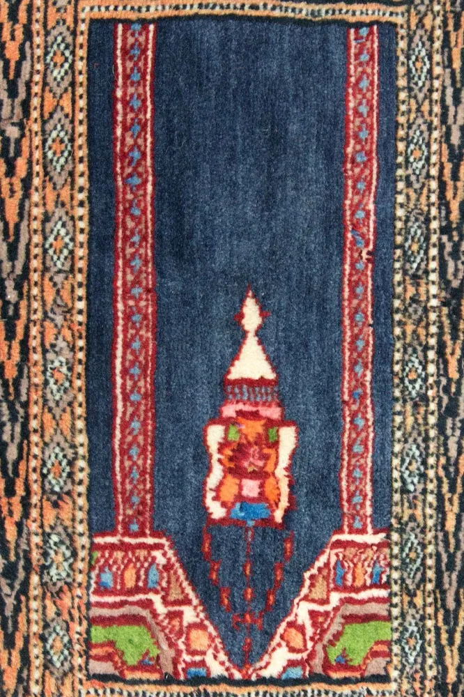 Afghansk teppe - Bukhara square - 47 x 44 cm - blå