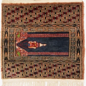 Afghansk teppe - Bukhara square - 47 x 44 cm - blå