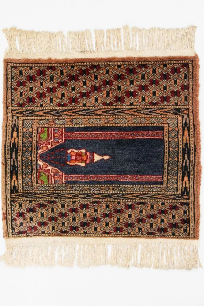 Afghansk teppe - Bukhara square - 47 x 44 cm - blå