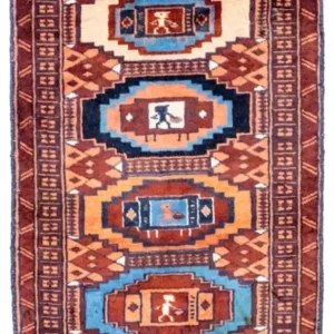 Afghansk teppe - 69 x 46 cm - rust