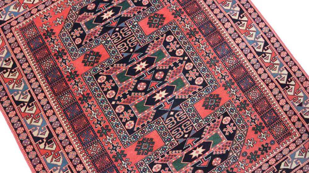 Afghansk teppe square - 153 x 134 cm - rød