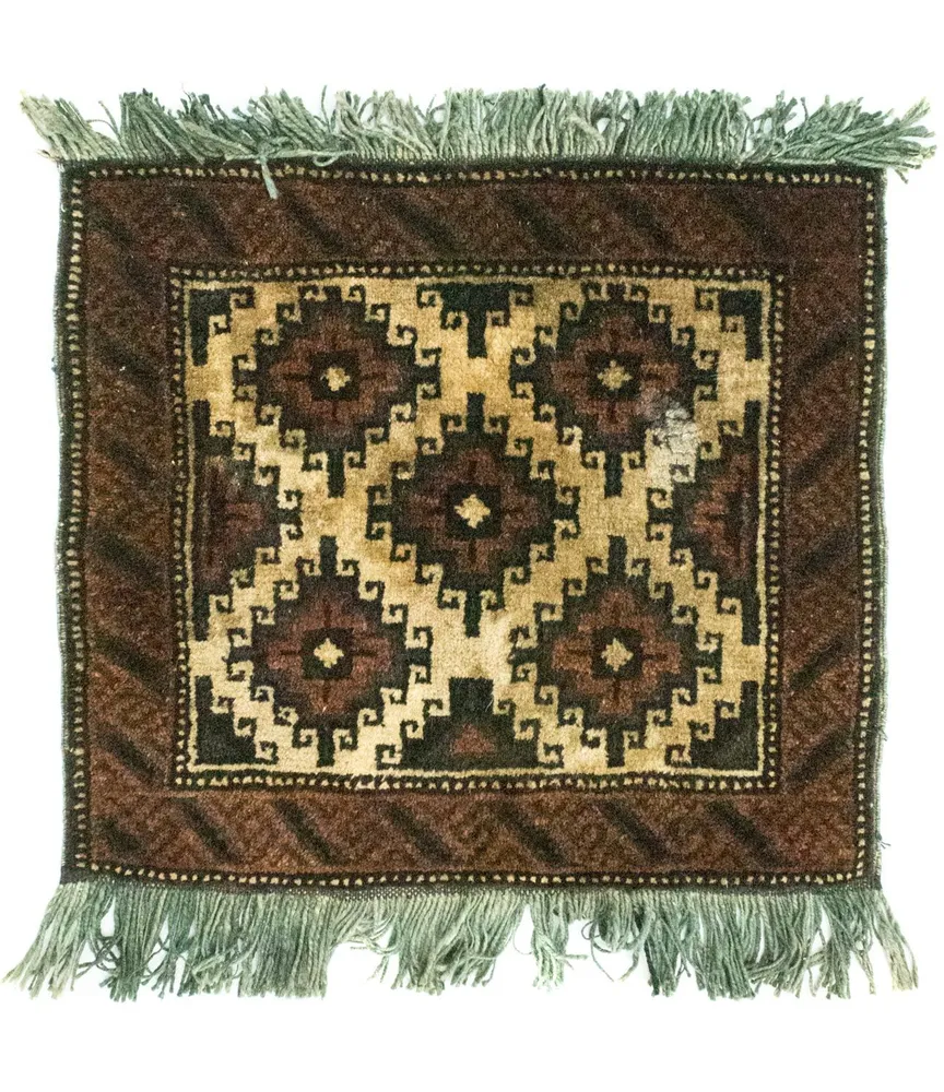 Afghansk teppe square - 47 x 41 cm - brun