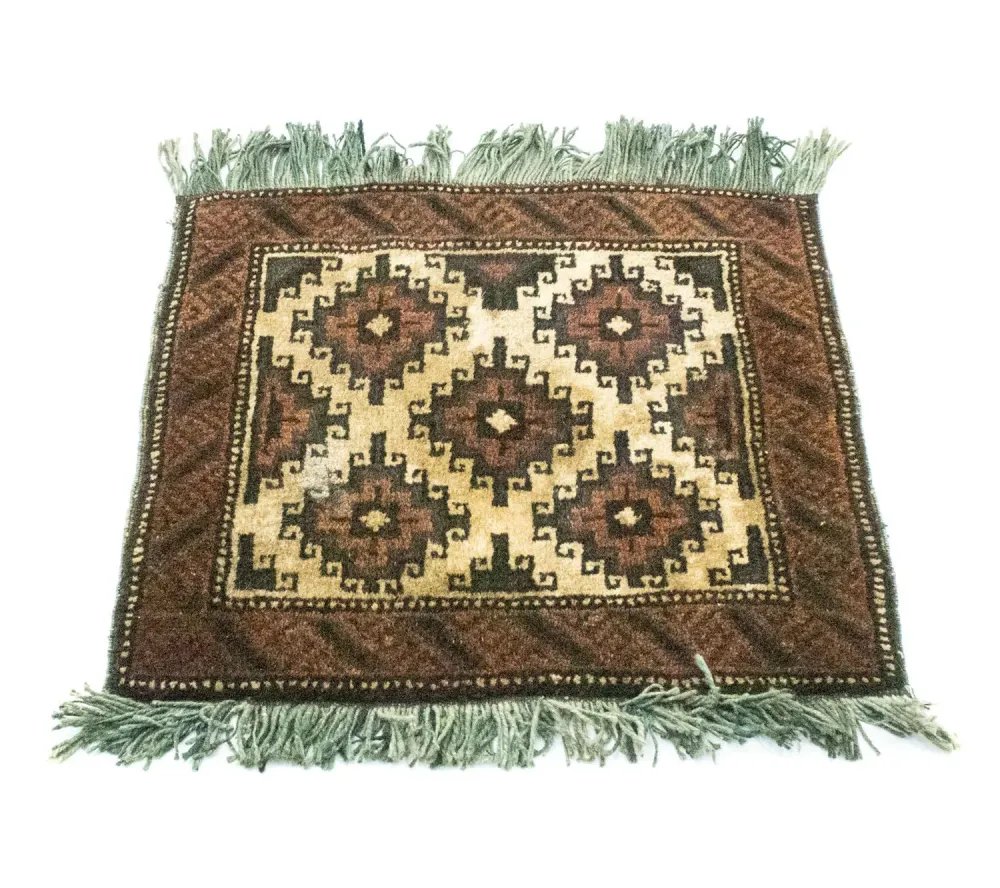 Afghansk teppe square - 47 x 41 cm - brun