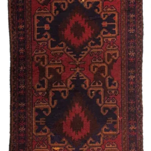 Balutsj-teppe - 117 x 74 cm - mørk rød