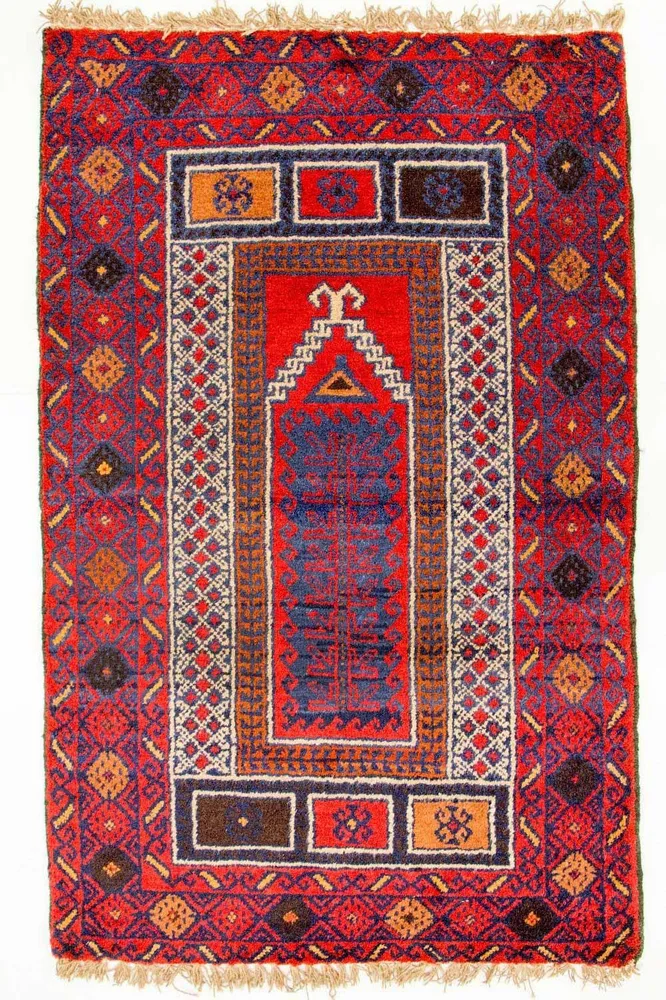 Balutsj-teppe - 125 x 79 cm - rød