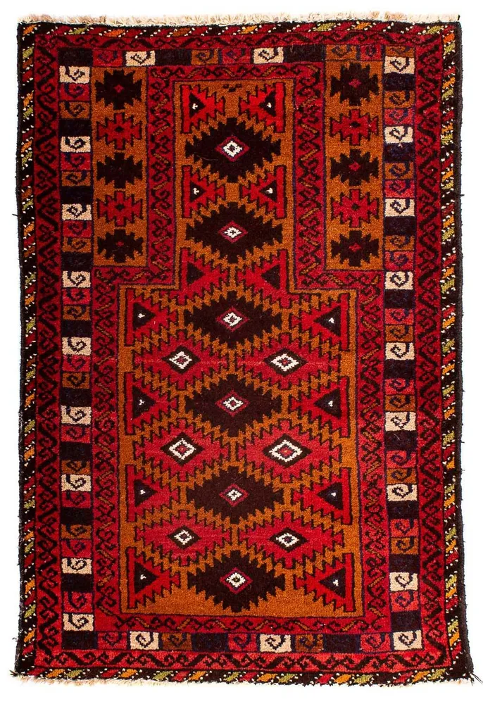 Balutsj-teppe - 125 x 80 cm - mørk rød