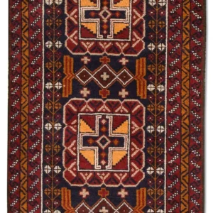 Balutsj-teppe - 126 x 77 cm - flerfarget