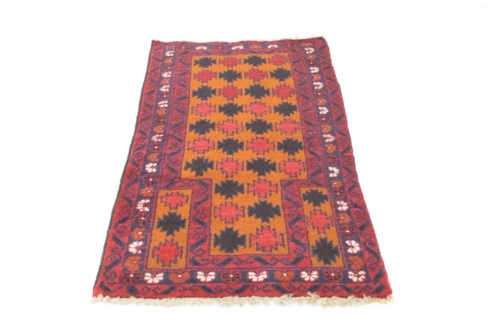 Balutsj-teppe - 126 x 77 cm - oransje