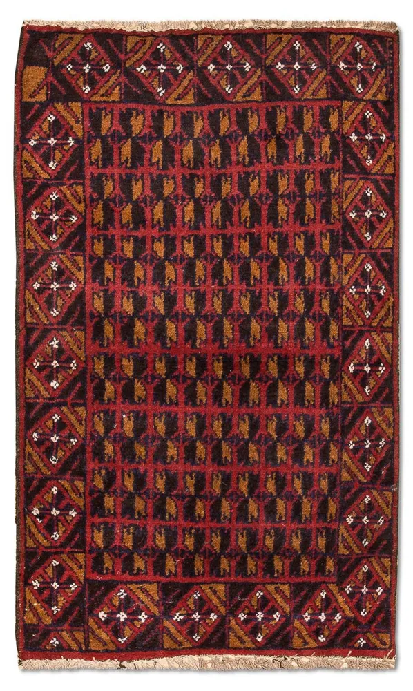 Balutsj-teppe - 129 x 77 cm - rød