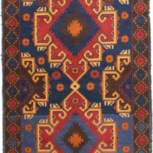 Balutsj-teppe - 130 x 74 cm - blå
