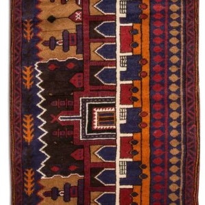 Balutsj-teppe - 130 x 83 cm - flerfarget