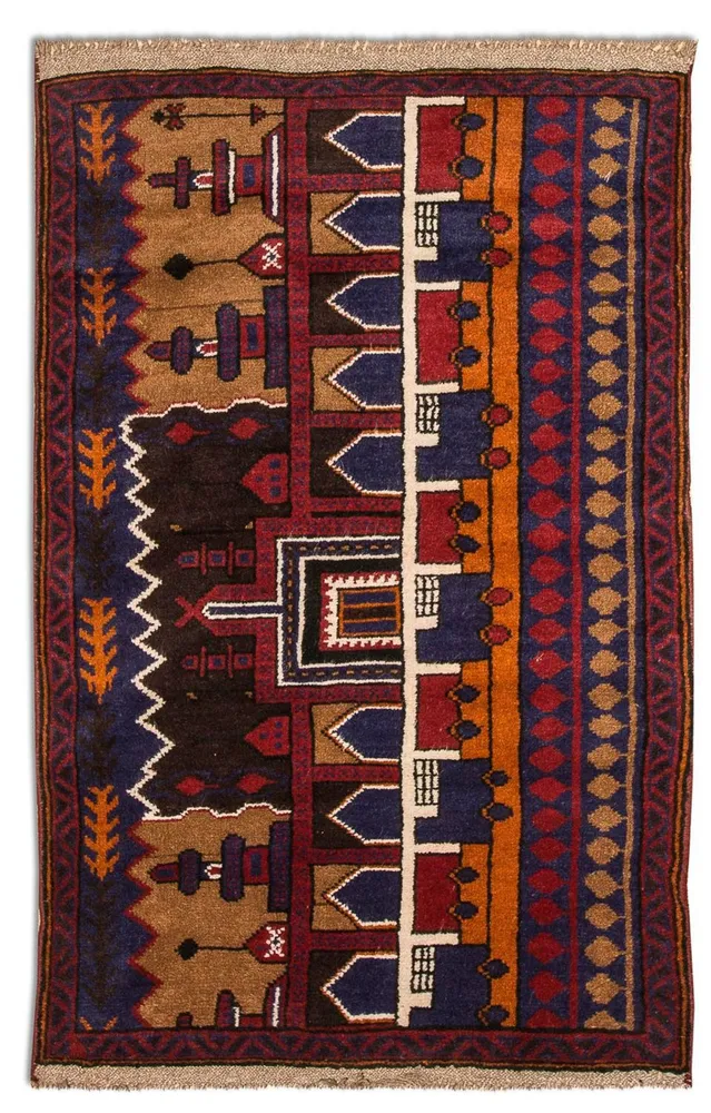 Balutsj-teppe - 130 x 83 cm - flerfarget