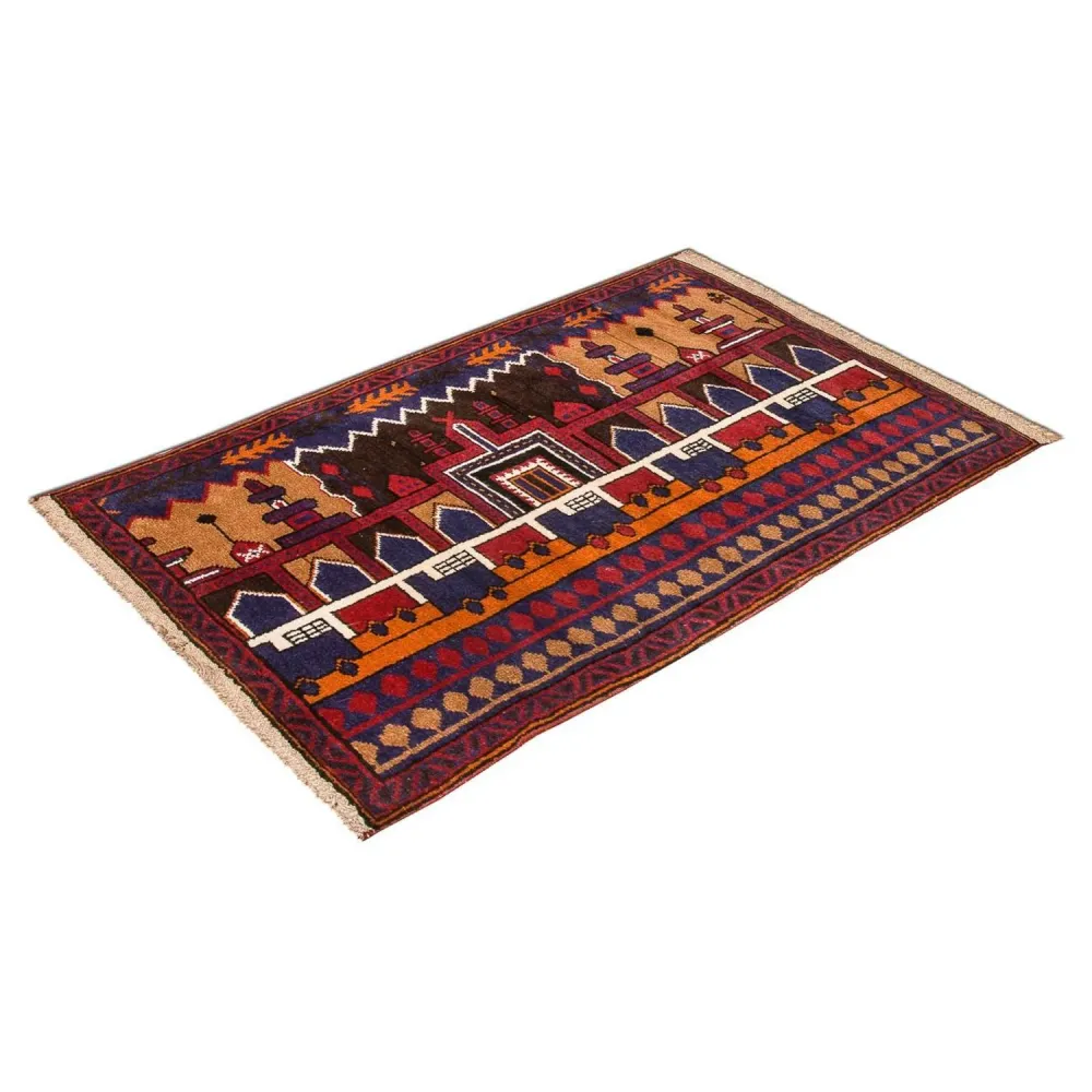 Balutsj-teppe - 130 x 83 cm - flerfarget