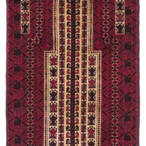 Balutsj-teppe - 130 x 82 cm - mørk rød