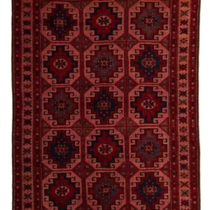 Balutsj-teppe - 131 x 104 cm - lys rød