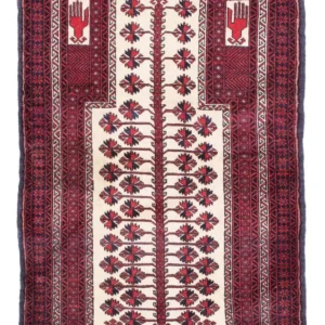 Balutsj-teppe - 136 x 89 cm - rød