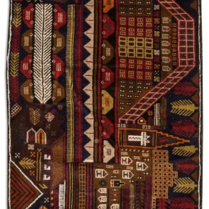 Balutsj-teppe - 140 x 85 cm - flerfarget