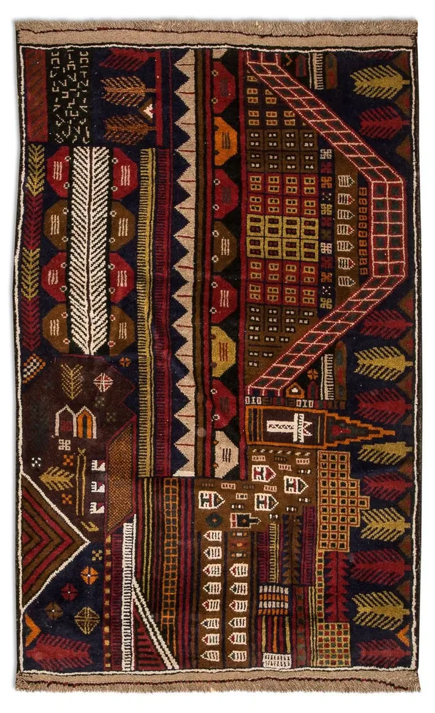 Balutsj-teppe - 140 x 85 cm - flerfarget
