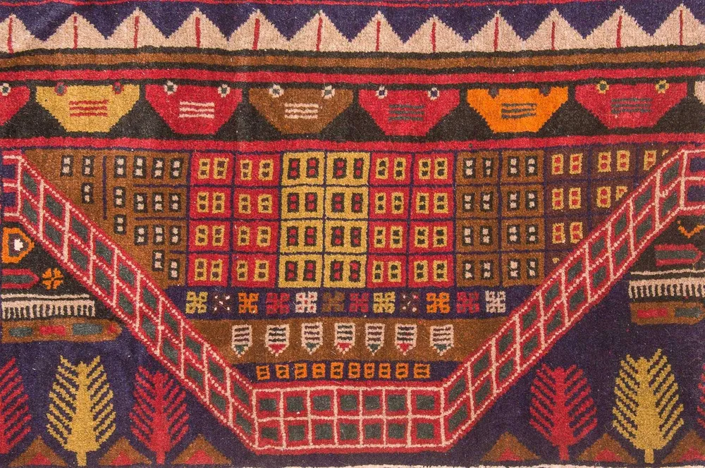Balutsj-teppe - 140 x 85 cm - flerfarget