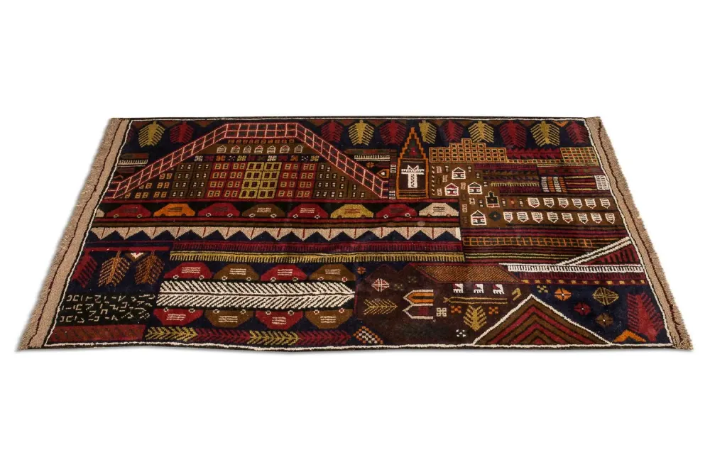 Balutsj-teppe - 140 x 85 cm - flerfarget