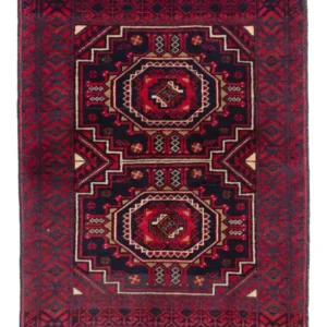 Balutsj-teppe - 146 x 84 cm - mørk rød