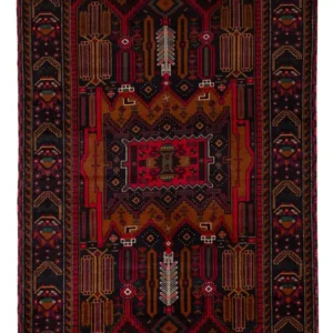 Balutsj-teppe - 195 x 117 cm - mørk rød