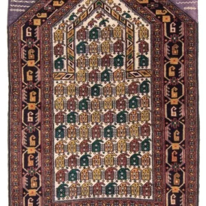 Balutsj-teppe - Bønneteppe - 126 x 82 cm - flerfarget
