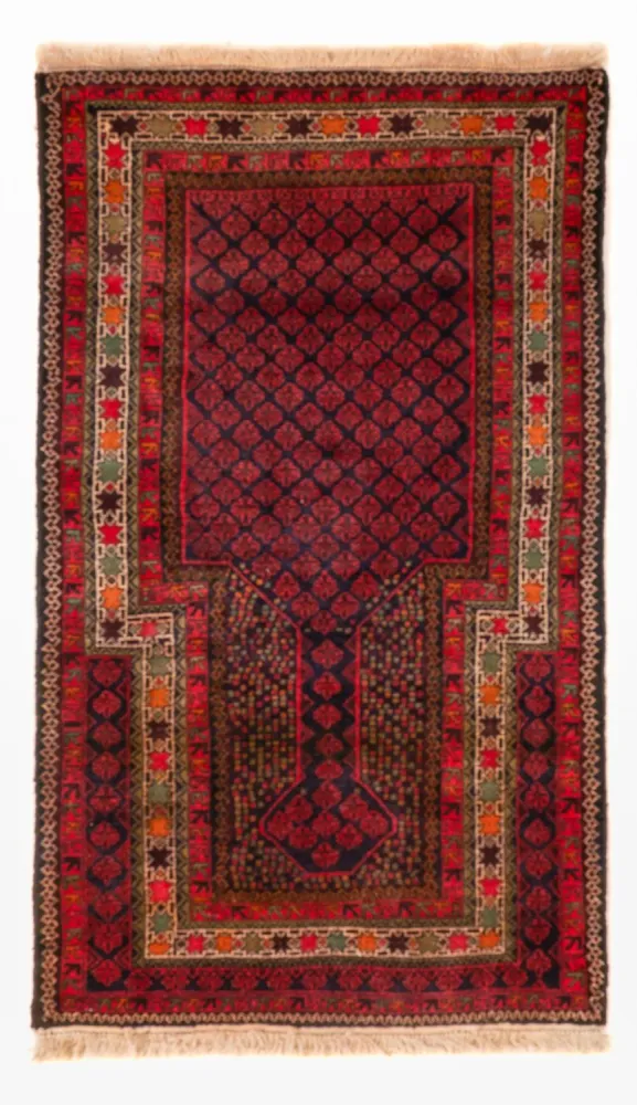 Balutsj-teppe square - 200 x 200 cm - mørk rød