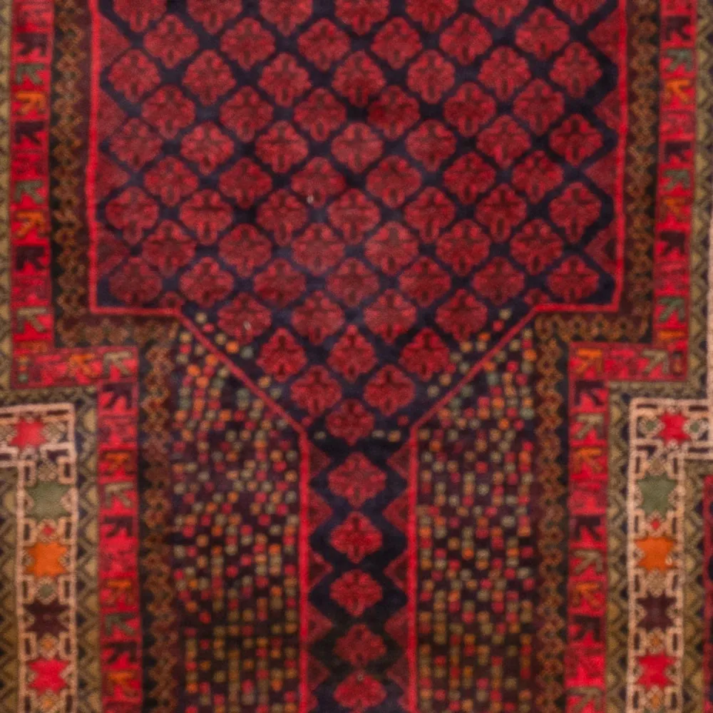 Balutsj-teppe square - 200 x 200 cm - mørk rød