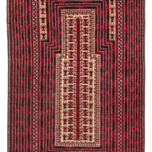 Balutsj-teppe square - 250 x 250 cm - mørk rød