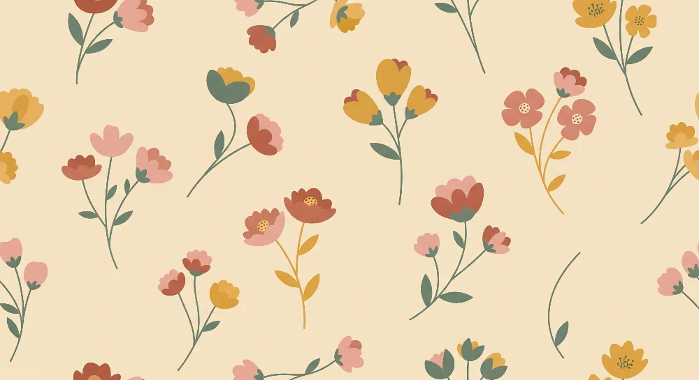 Barnepapir | Delikate blomster på beige bakgrunn