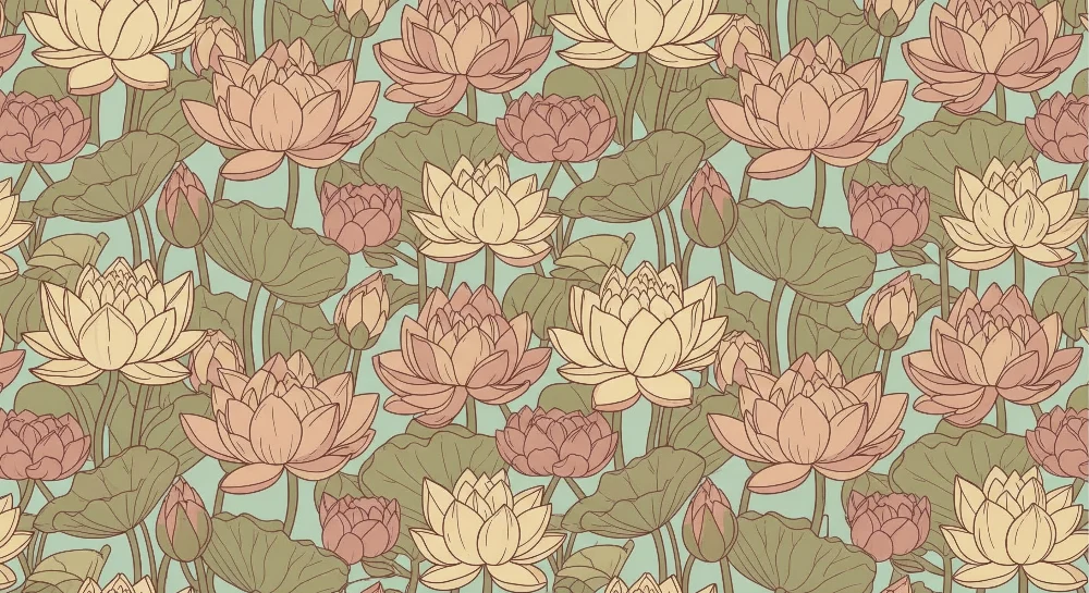 Barnetapet med lotusblomster | Finpusset design på rolig bakgrunn
