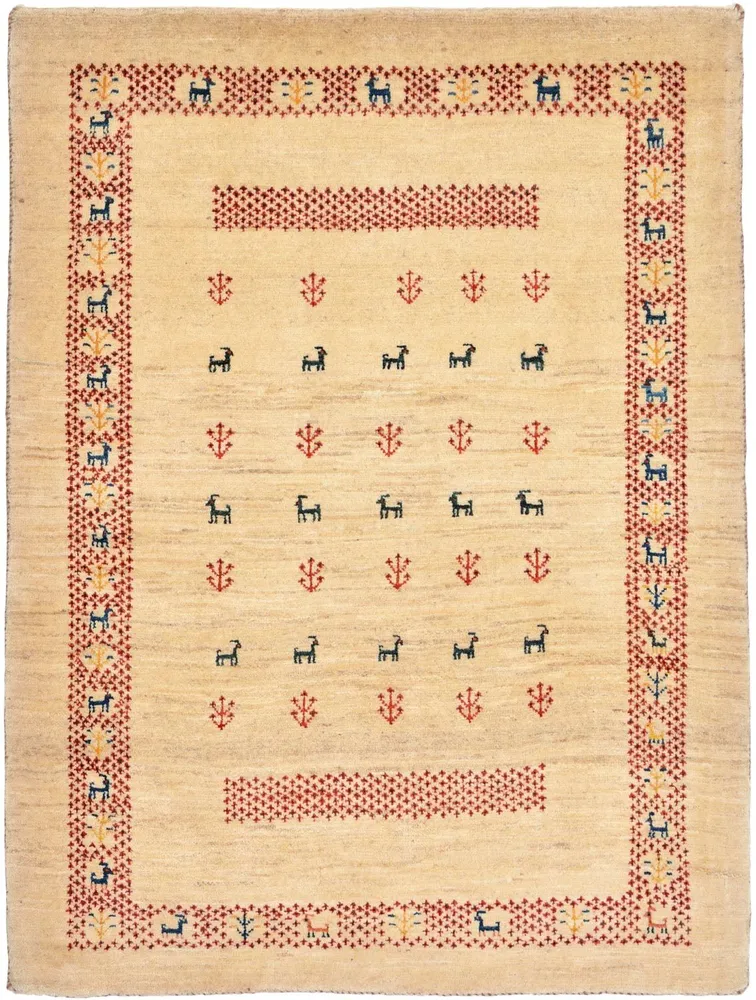 Gabbeh teppe - Loribaft persisk teppe - 113 x 84 cm - beige