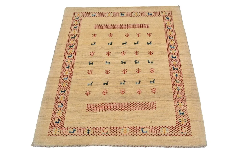 Gabbeh teppe - Loribaft persisk teppe - 113 x 84 cm - beige