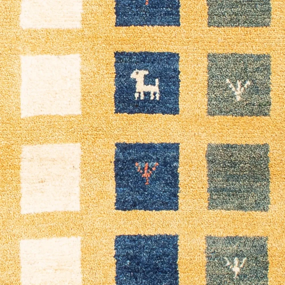 Gabbeh teppe - Loribaft persisk teppe - 118 x 84 cm - sennepsgul
