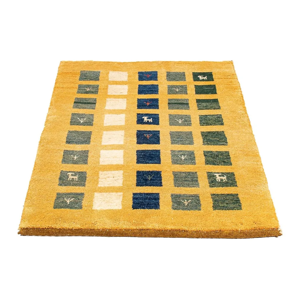 Gabbeh teppe - Loribaft persisk teppe - 118 x 84 cm - sennepsgul