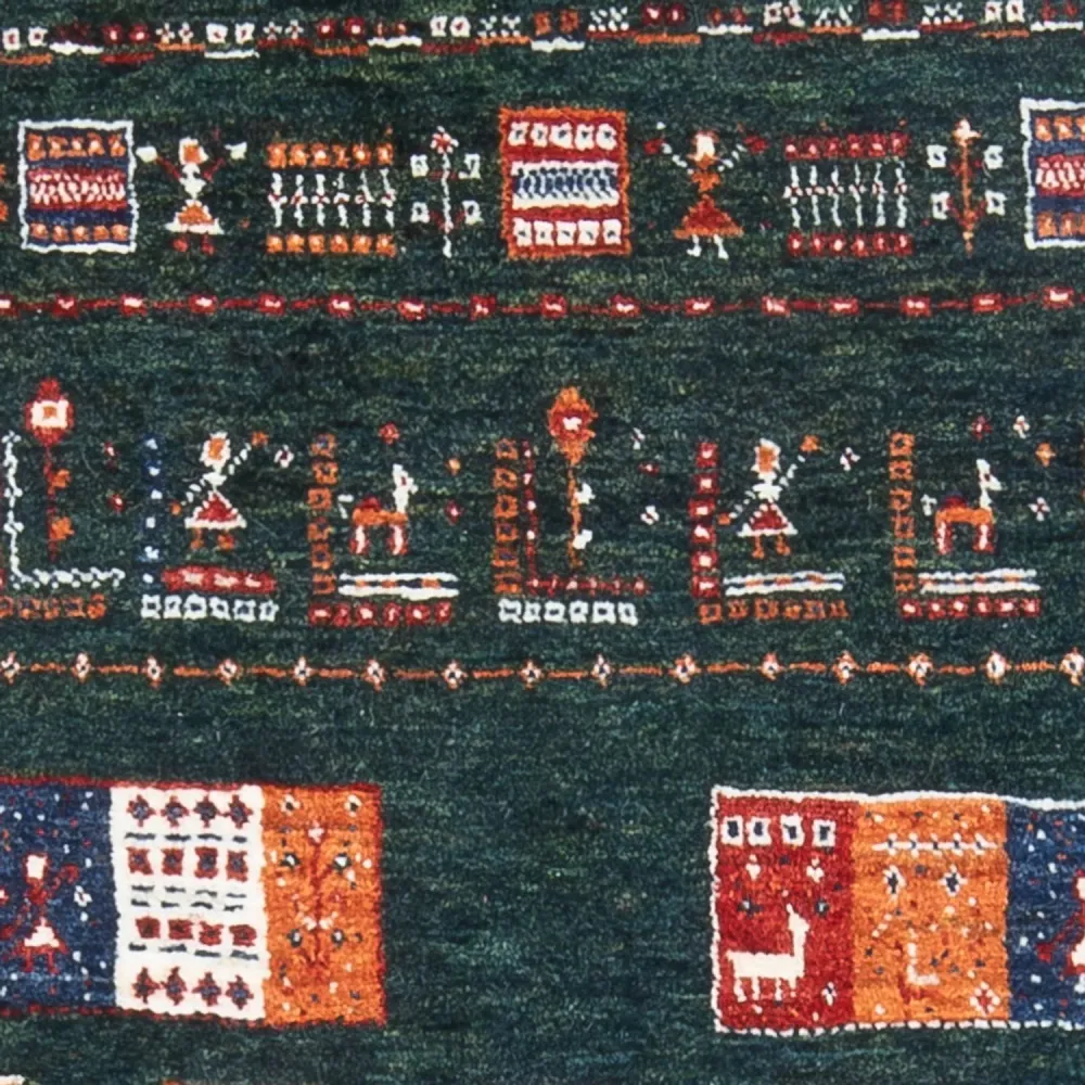 Gabbeh teppe - Loribaft persisk teppe - 135 x 85 cm - mørkegrønn