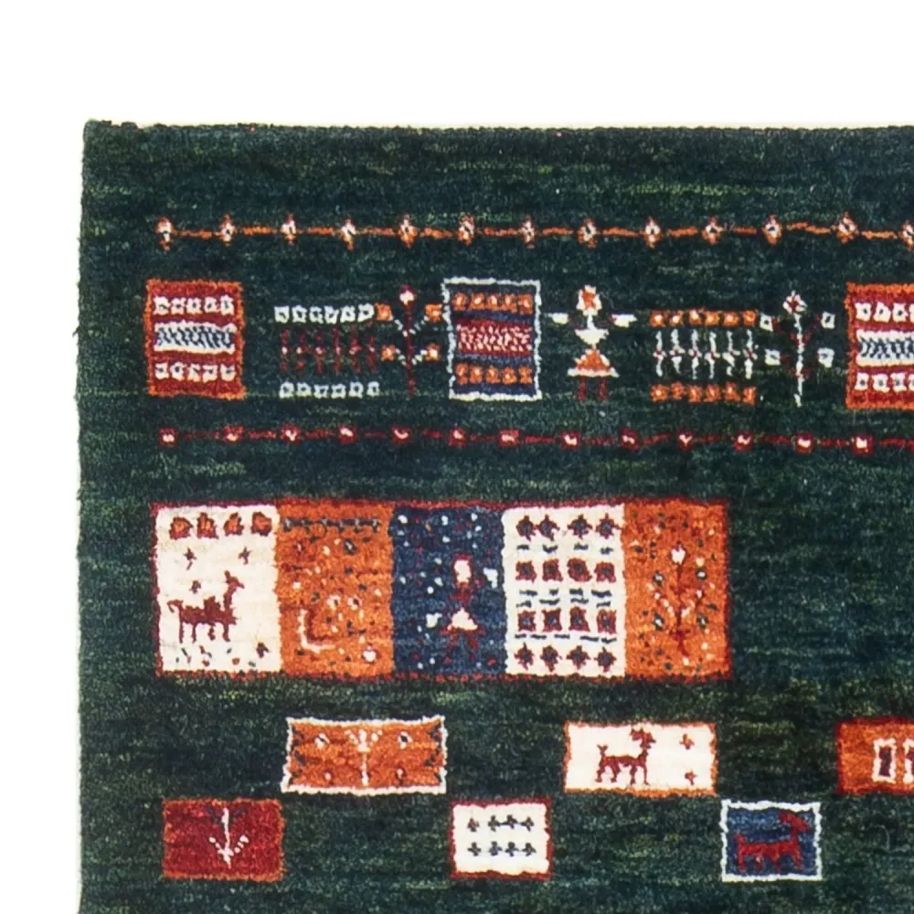 Gabbeh teppe - Loribaft persisk teppe - 135 x 85 cm - mørkegrønn